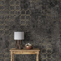 Sleek geometric gold wall finish
