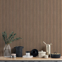 Brown Wood Panel Striped Wallpaper
