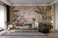 Exotic birds in jungle wall design
