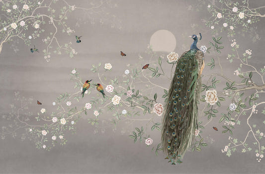 Elegant Peacock Garden Bird Wallpaper