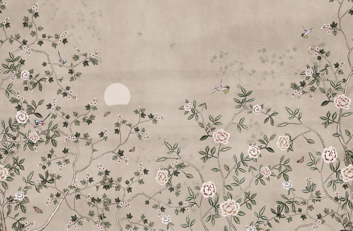 Vintage Floral Bird Wallpaper