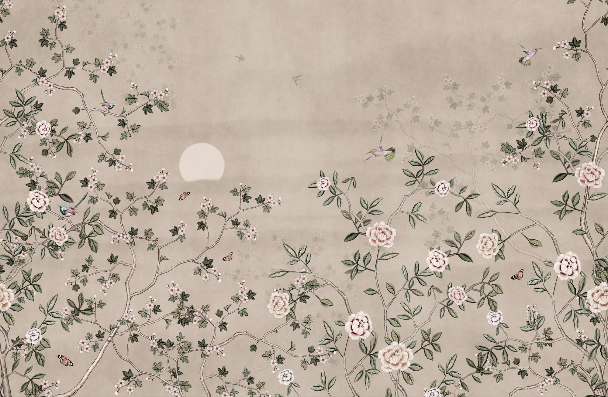 Vintage Floral Bird Wallpaper
