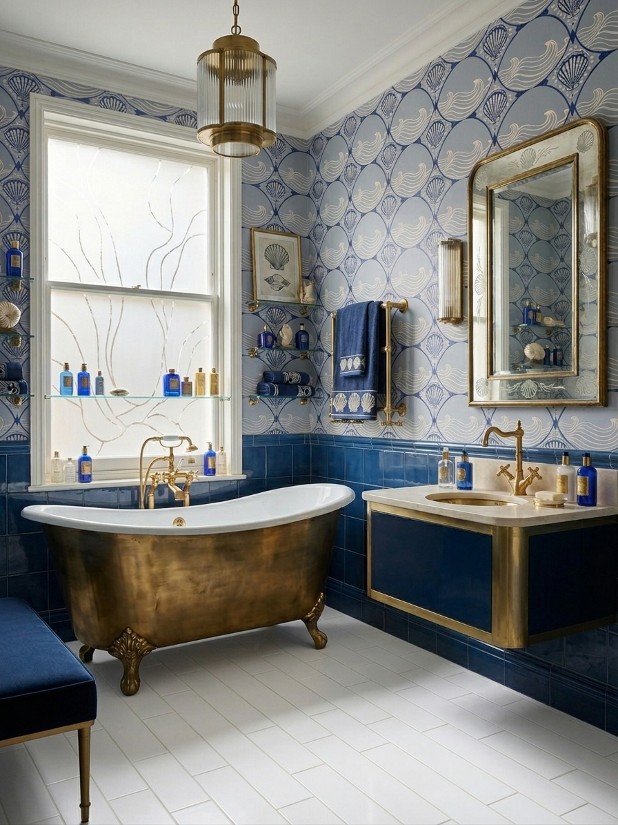 Art Deco Ocean Shells Wallpaper⁠