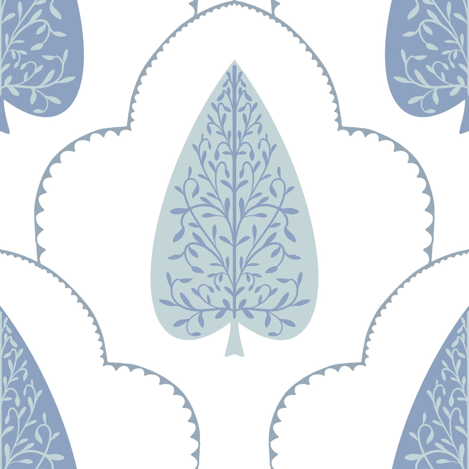 Blue Botanic Arbor Wallpaper⁠ in your room — zoomed