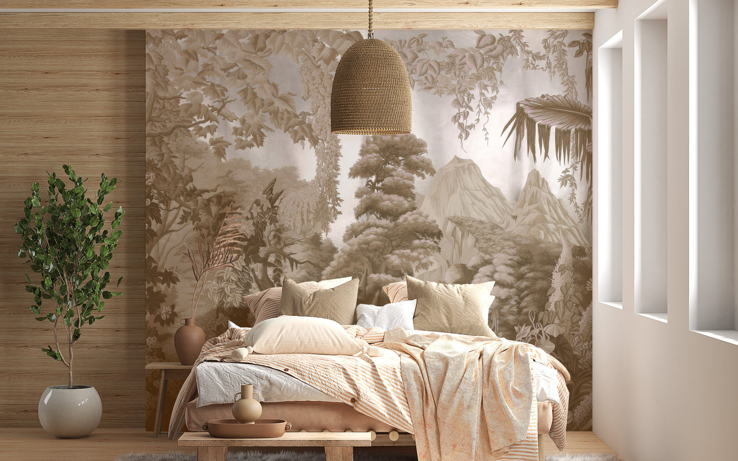 Sepia Forest Wall Mural - Giffywalls