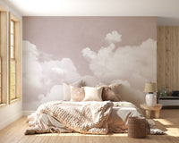 Soft pink clouds wallpaper mural design