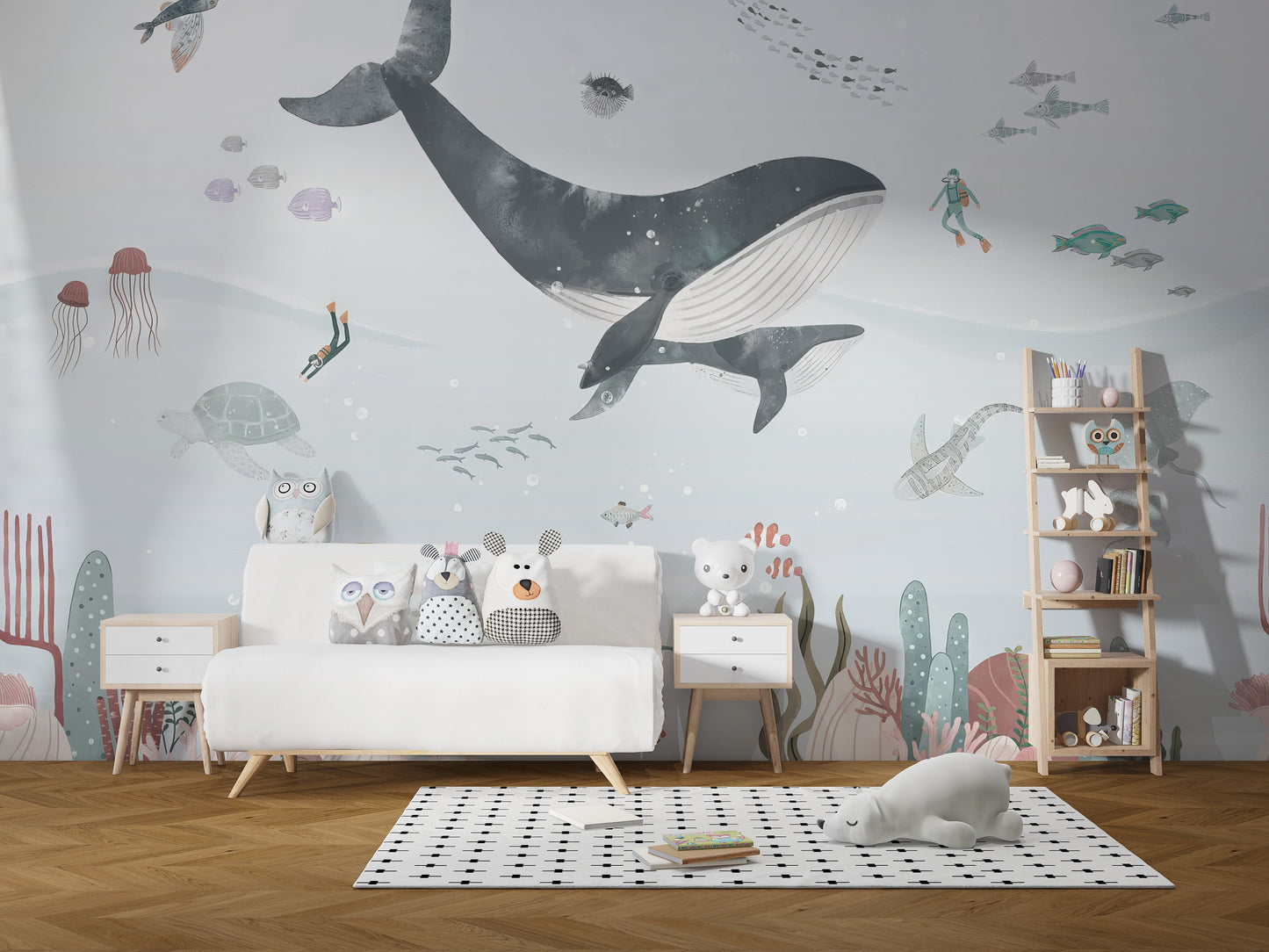Ocean Whale Wallpaper Mural - Giffywalls