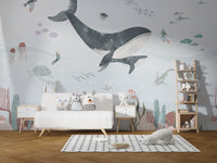 Ocean Whale Wallpaper Mural - Giffywalls