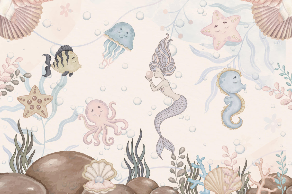 Aquatic Playland Wall Mural in your room — zoomed