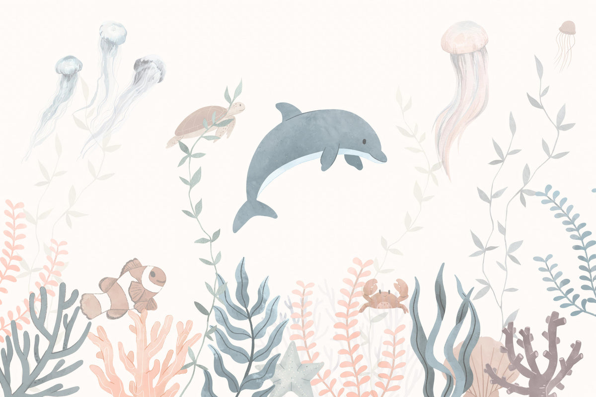 Underwater Wonders Wall Mural in your room — zoomed