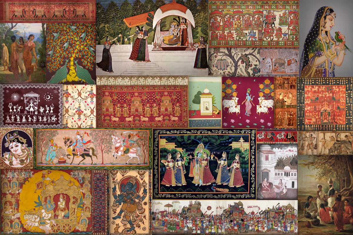 Indian Epochs Art Wallpaper Mural in your room — zoomed