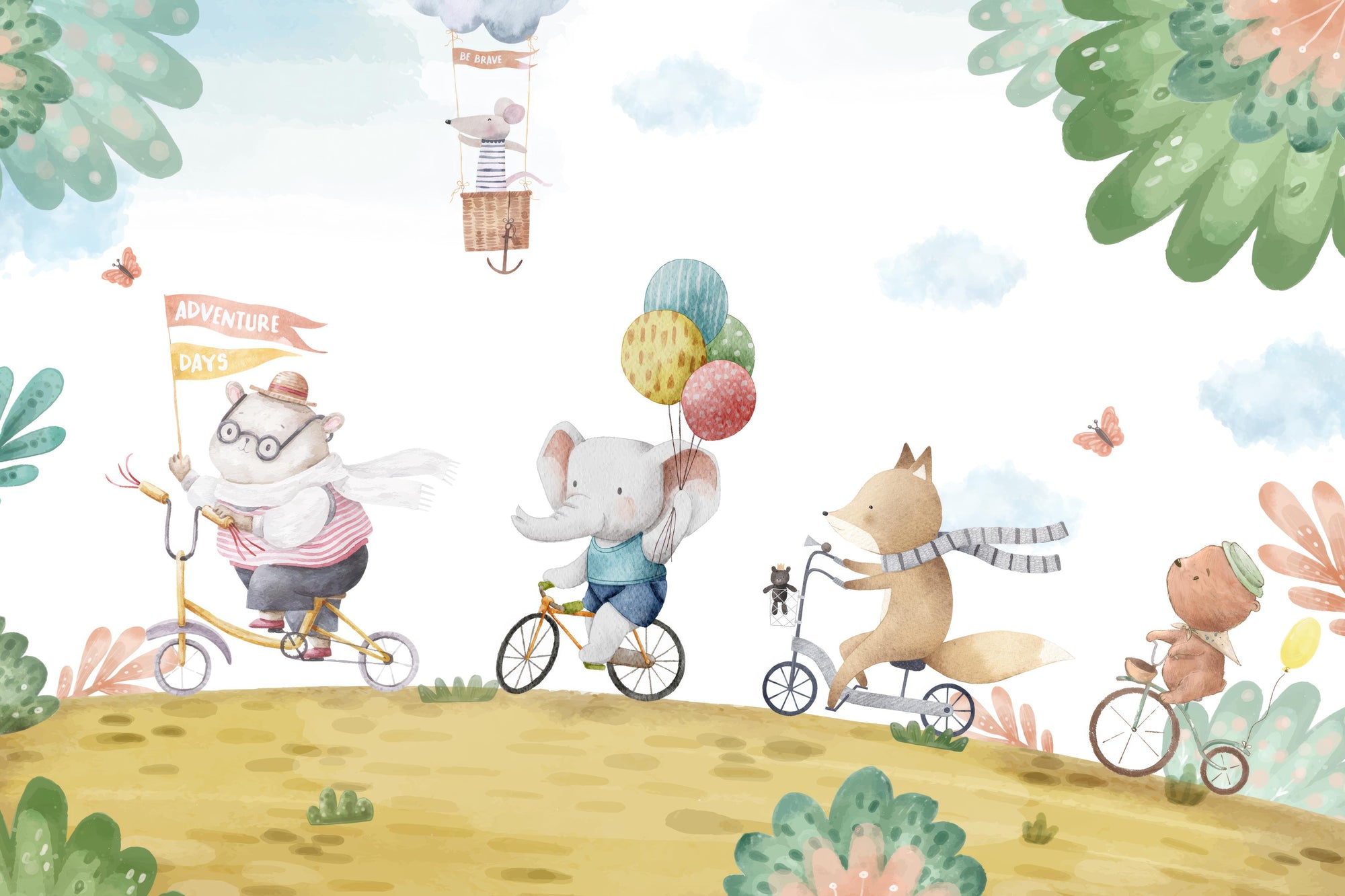 Animal Adventure Day Kids Wall Mural