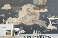 Flying Whales Boat Wall Mural - Giffywalls