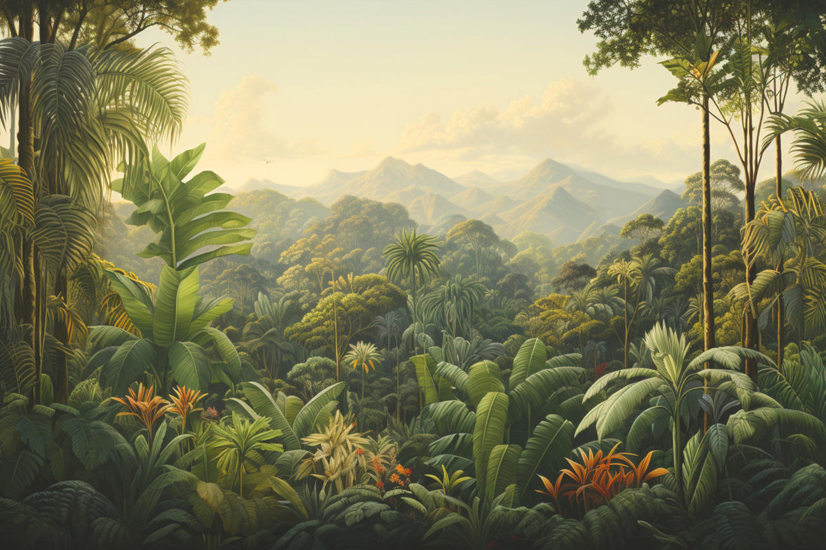 Tropical Rainforest Wallpaper Mural in your room — zoomed