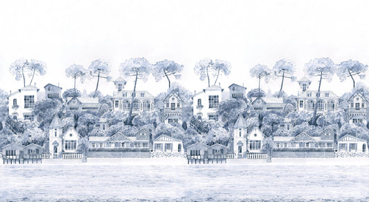 Watercolour Coastal Village Wall Mural