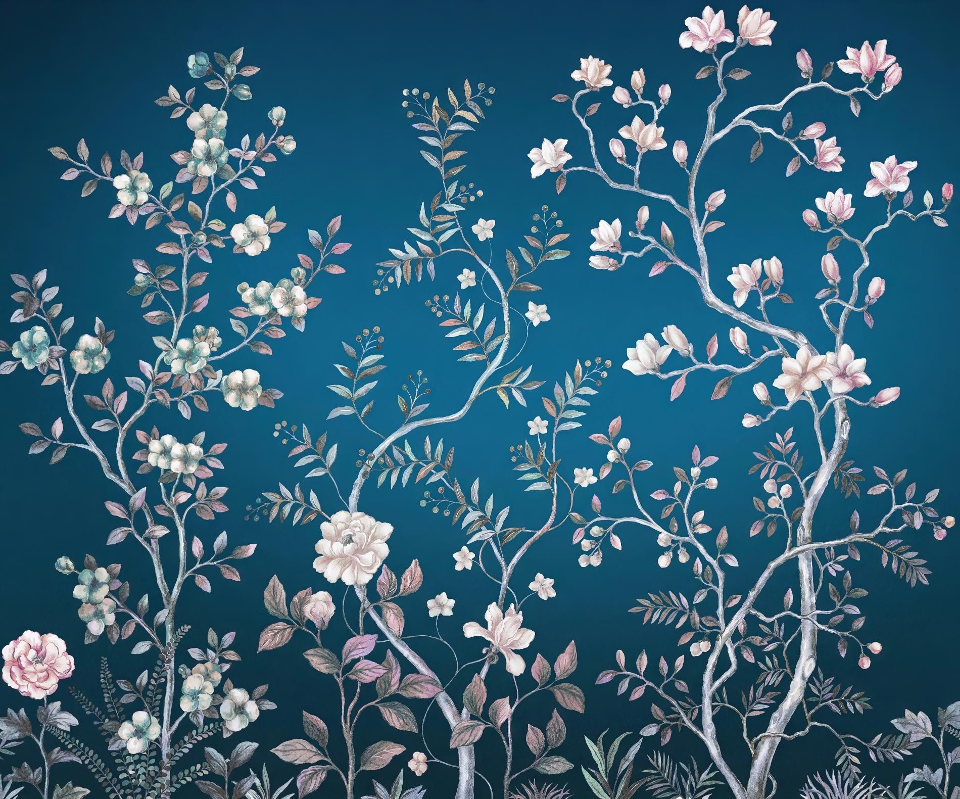 Blue Chinoiserie Wallpaper Mural