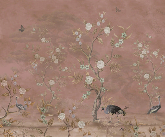Brown Chinoiserie Wallpaper