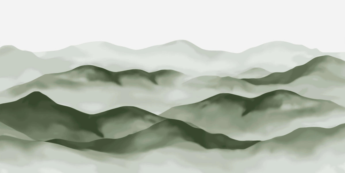 Watercolour Green Mountain Wallpaper