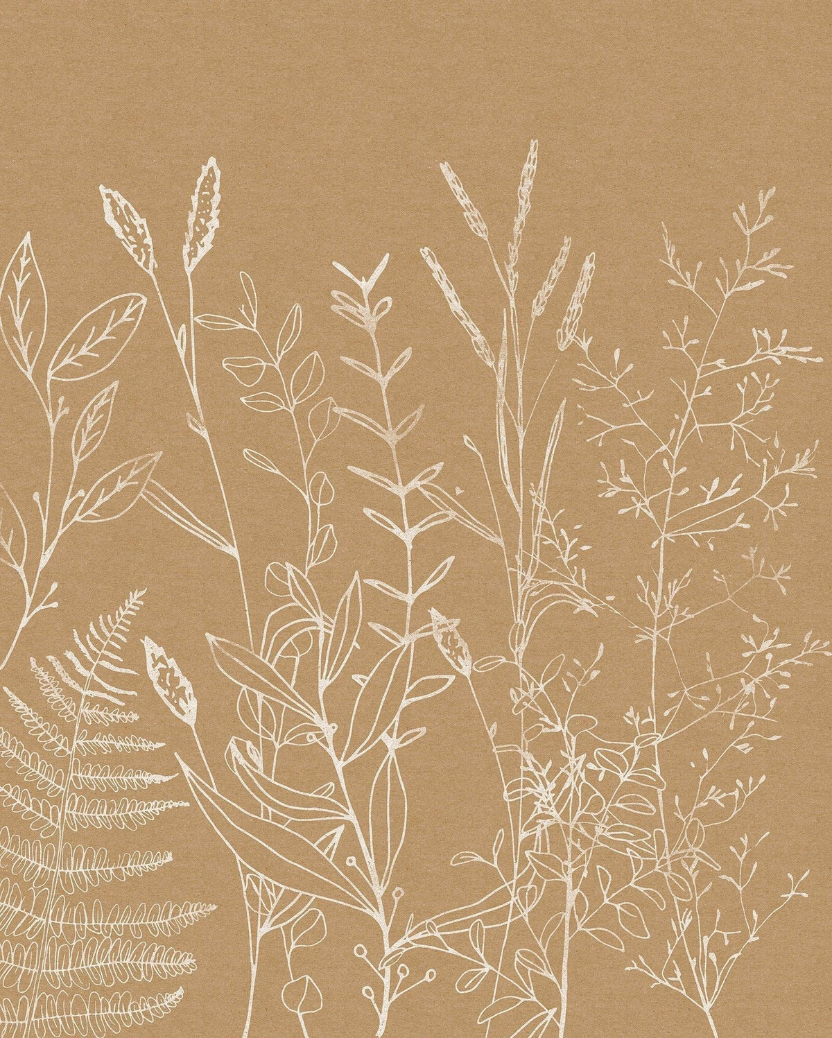Beige Herbs Garden Wallpaper