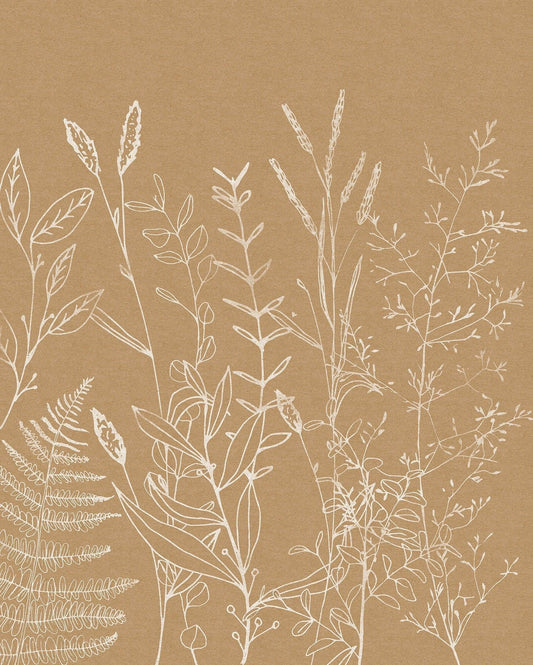 Beige Herbs Garden Wallpaper