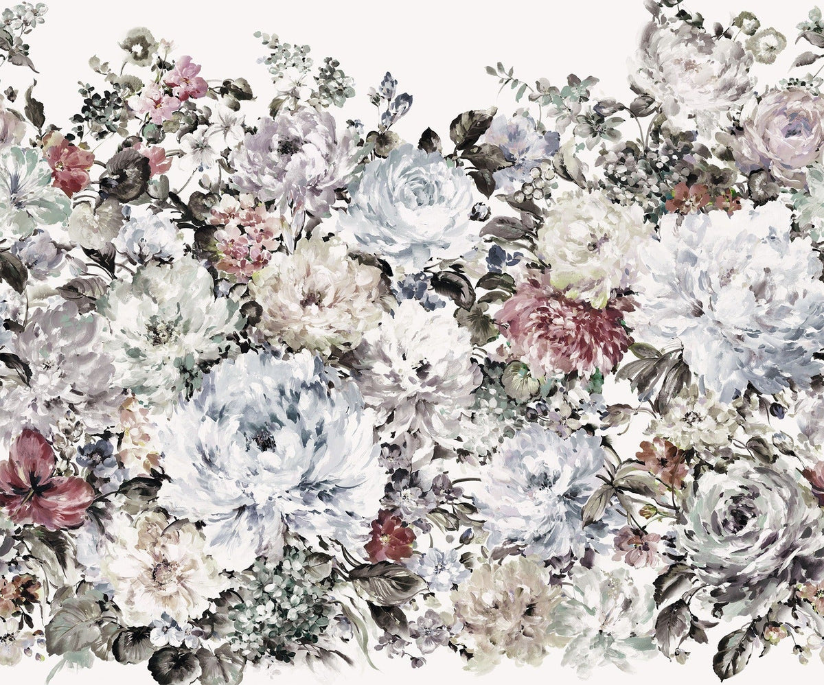 Watercolour Flower Wallpaper Mural in your room — zoomed