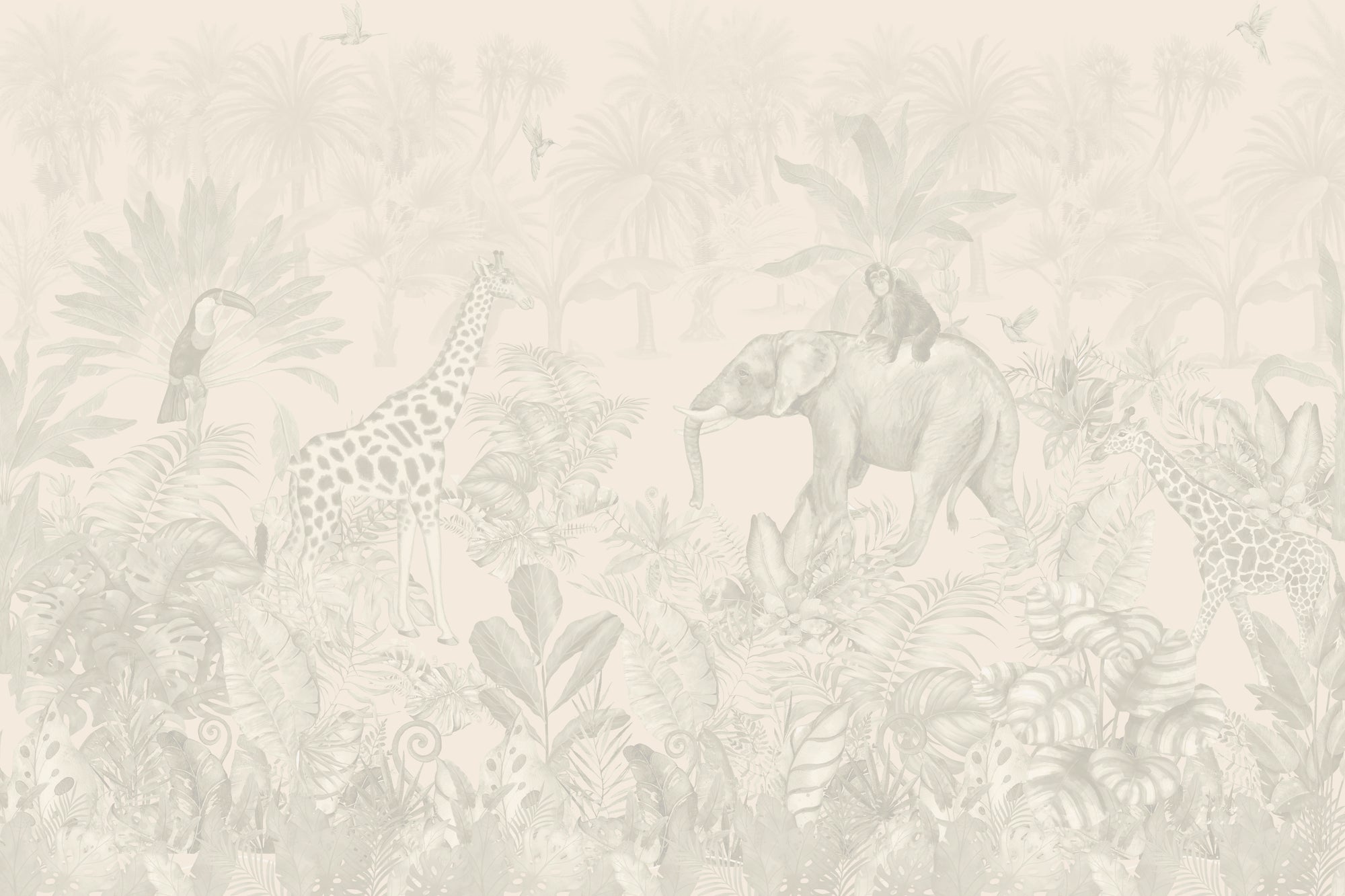 Beige Jungle Wallpaper Mural