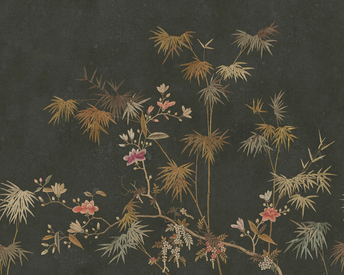 Chinoiserie Garden Bamboo Grove Wallpaper in your room — zoomed