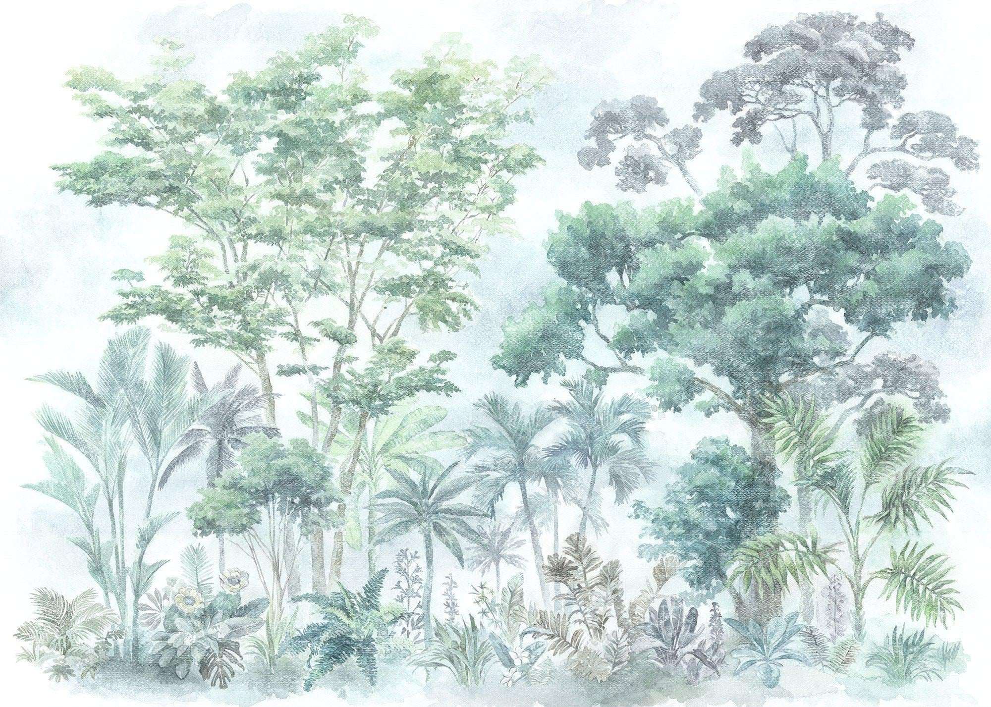 Watercolour Tropical Jungle Wallpaper