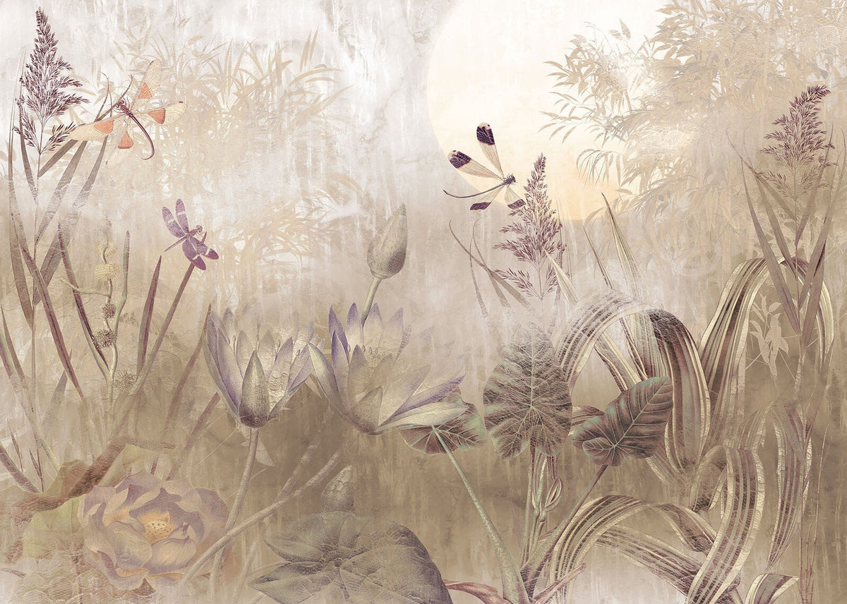 Dragonfly Pond Wallpaper Mural in your room — zoomed