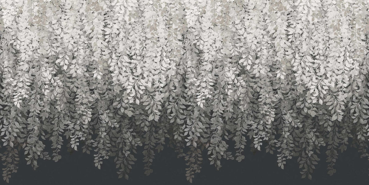 Hanging Grey Leaves Wallpaper Mural