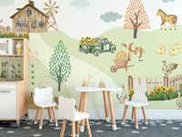 Ducks waddling along sunflower fence line

