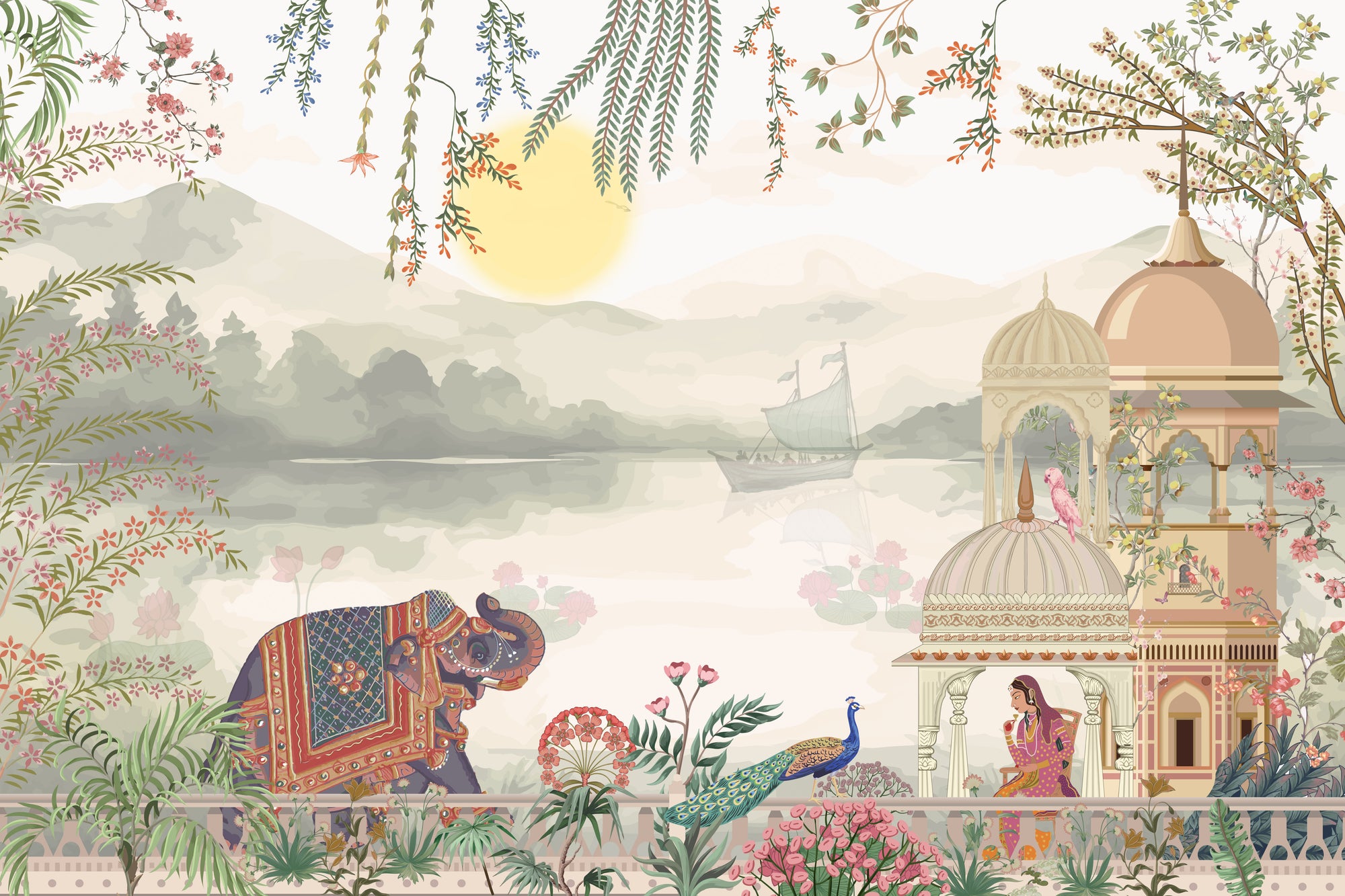 Rajwada Lakeside Garden Wallpaper Mural