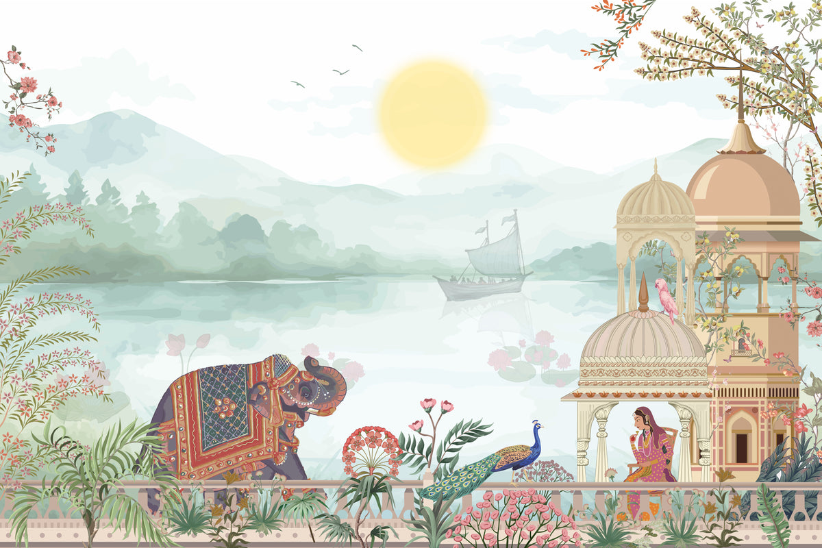 Royal Indian Garden Wallpaper Mural in your room — zoomed