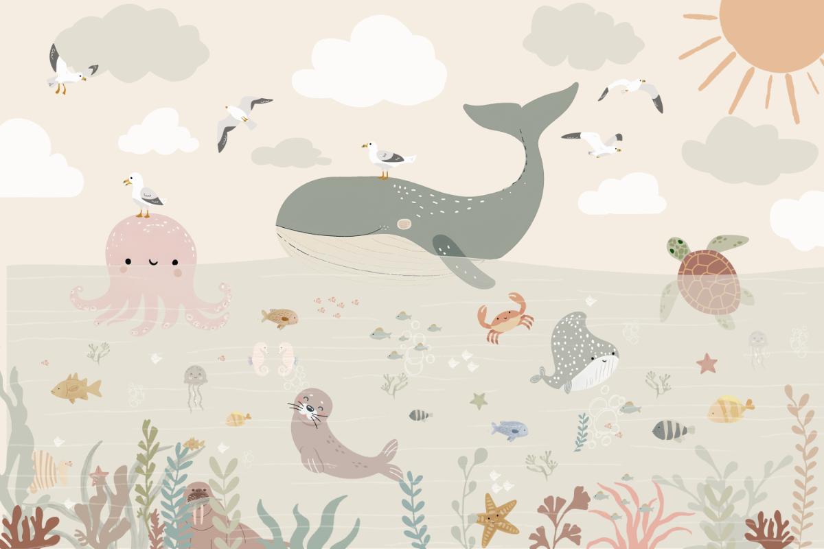 Aqua World Underwater Nursery Wallpaper