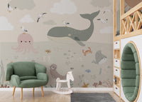 Fun aquatic-themed wallpaper for nurseries




