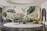 Nature-Inspired Lotus Floral Wall Design
