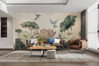 Lush Lotus Paradise Botanical Mural
