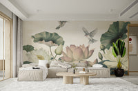 Tranquil Botanical Lotus Flower Wallpaper
