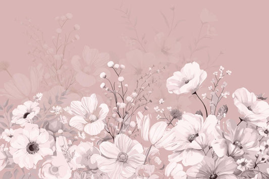 Soft Pink Botanical Floral Wallpaper