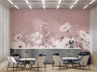 Subtle Botanical Pink Wall Covering
