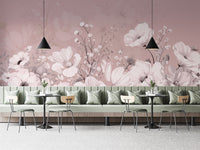 Pastel Pink Botanical Wall Mural
