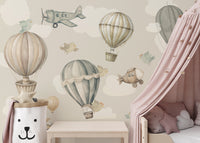 Floating Balloons and Airplanes Wallpaper
