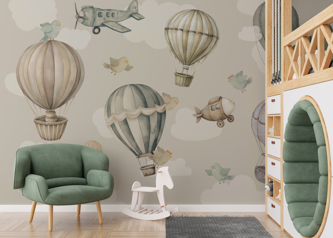 Hot Air Balloon and Airplane Wallpaper
