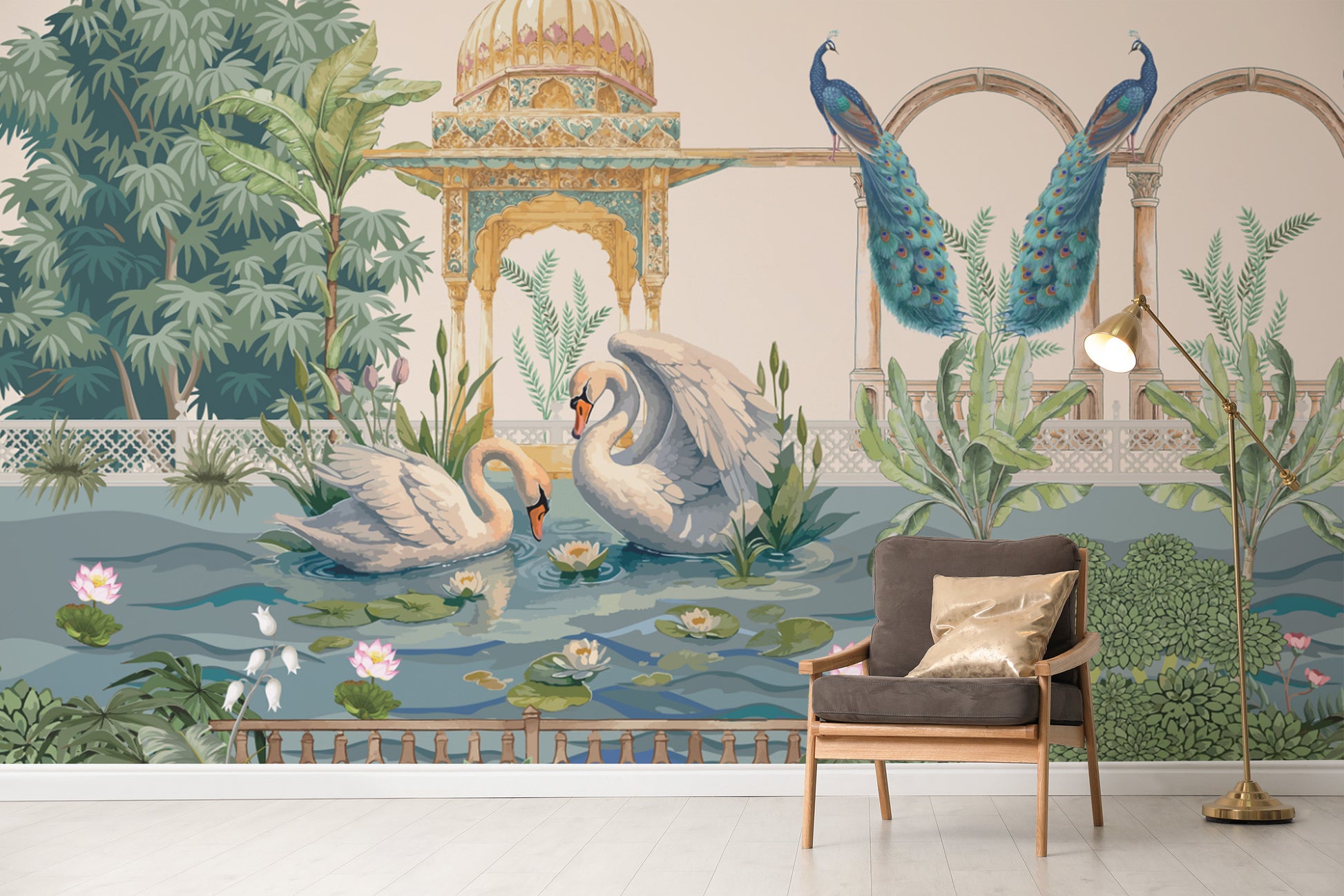 Indian Art Wallpaper with Nature Elements