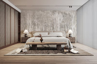 Grayscale Woodland Nature Wallpaper Design
