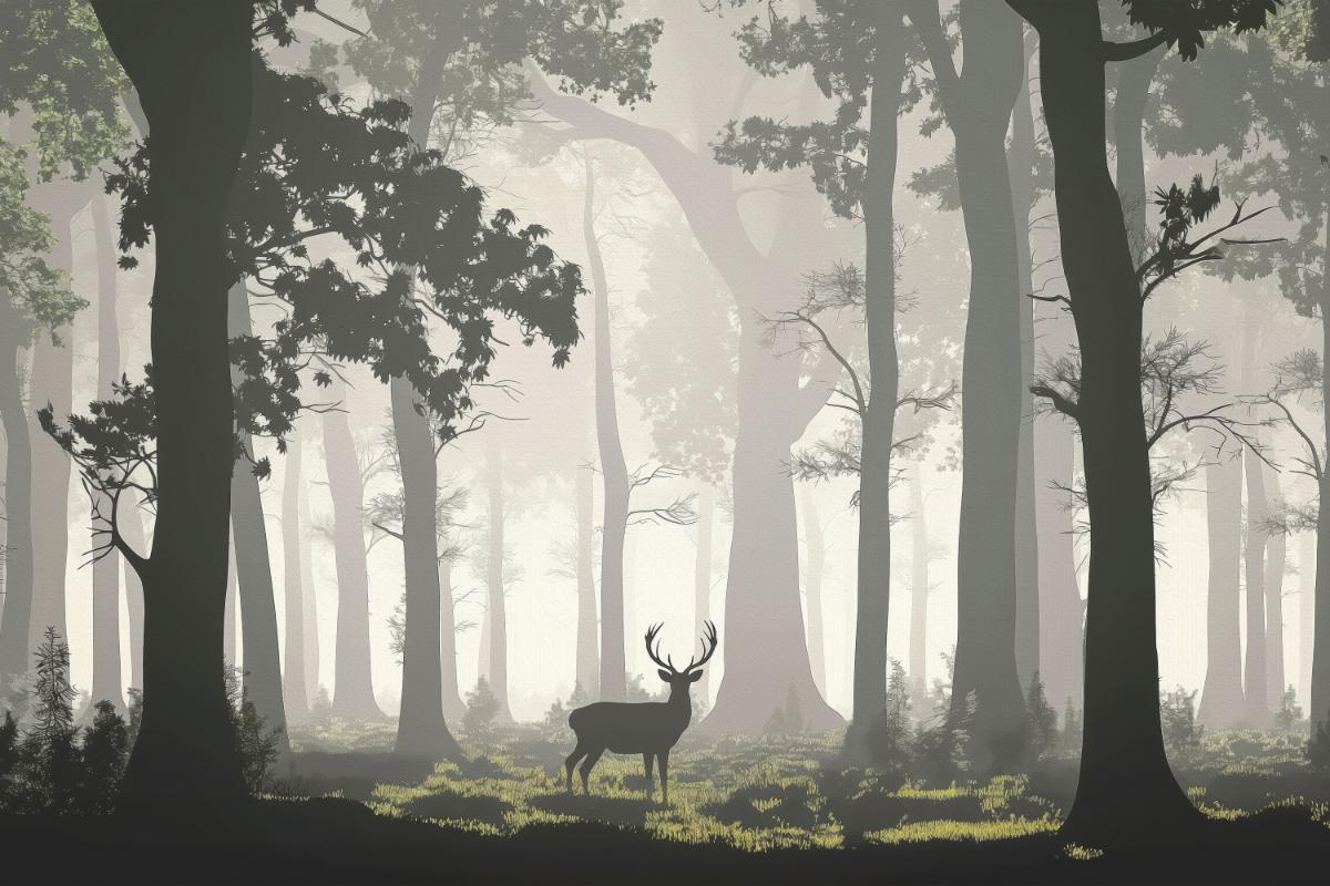 Majestic Deer Misty Forest wallpaper
