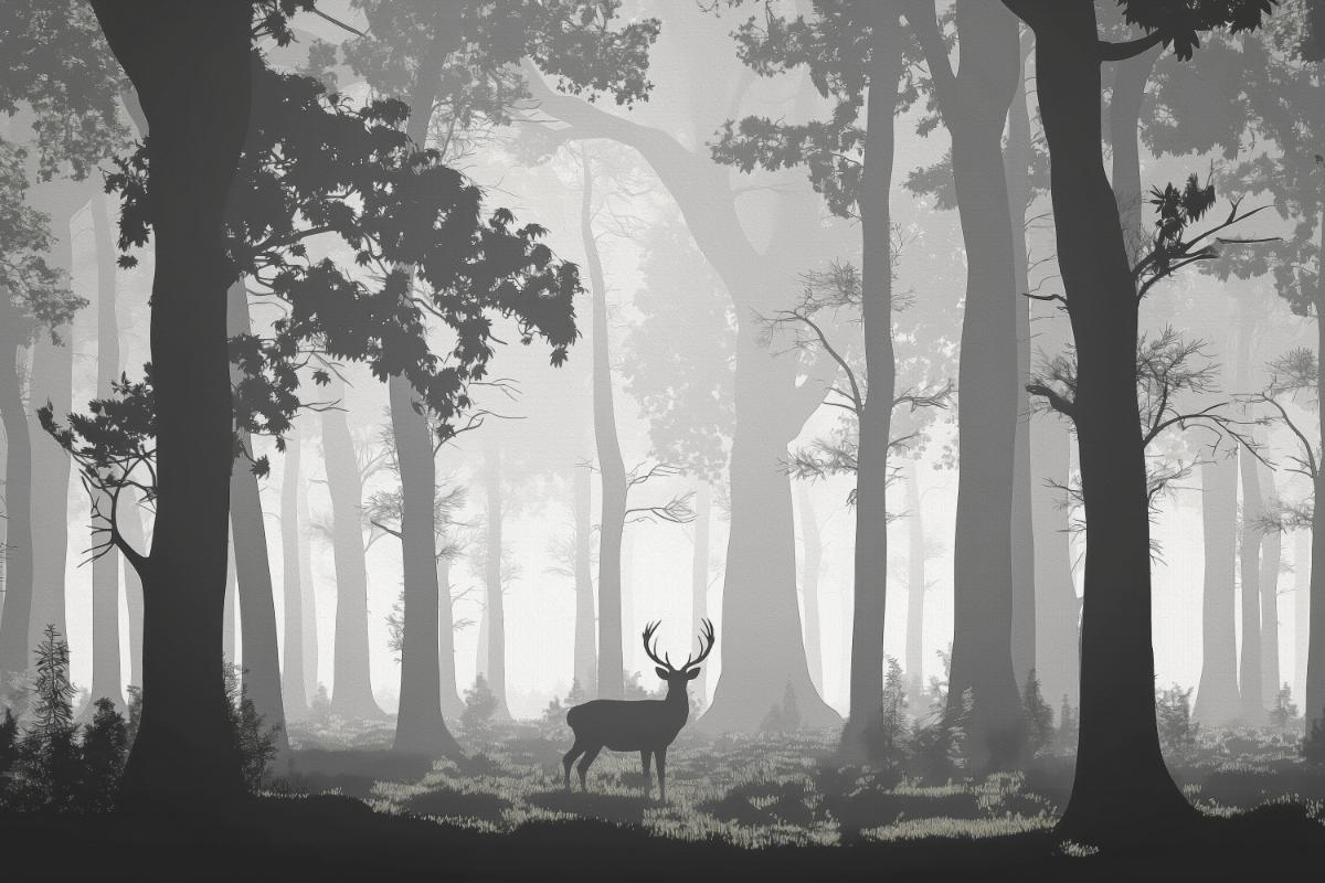 Misty Woodland Deer Wallpaper