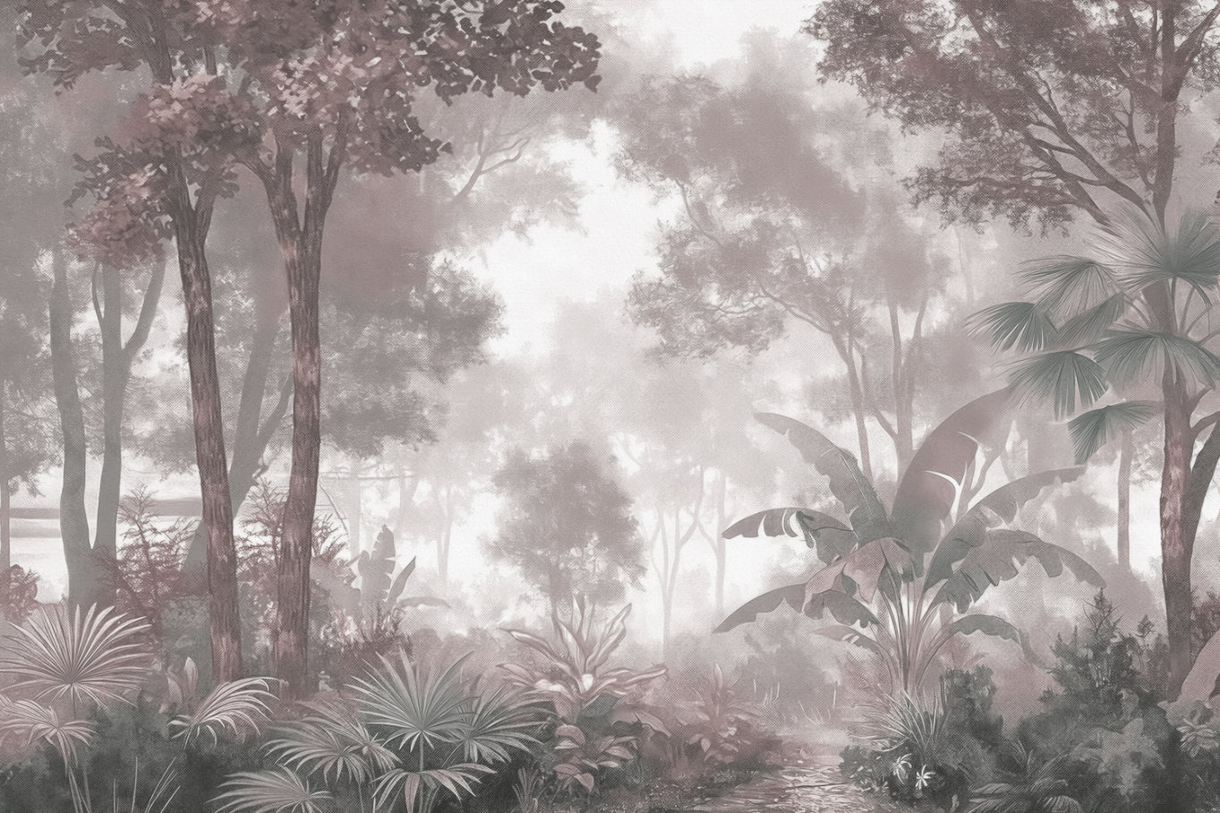 Dusky Tropical Jungle Wallpaper