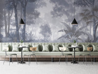 Foggy blue tropical wallpaper design
