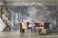 Dusky blue tropical wall covering
